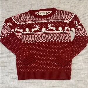 Festive Red and White Reindeer Sweater